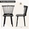 Costway 2PCS Rubber Wood Windsor Dining Chairs with Spindle Back for Living Room Black/Natural